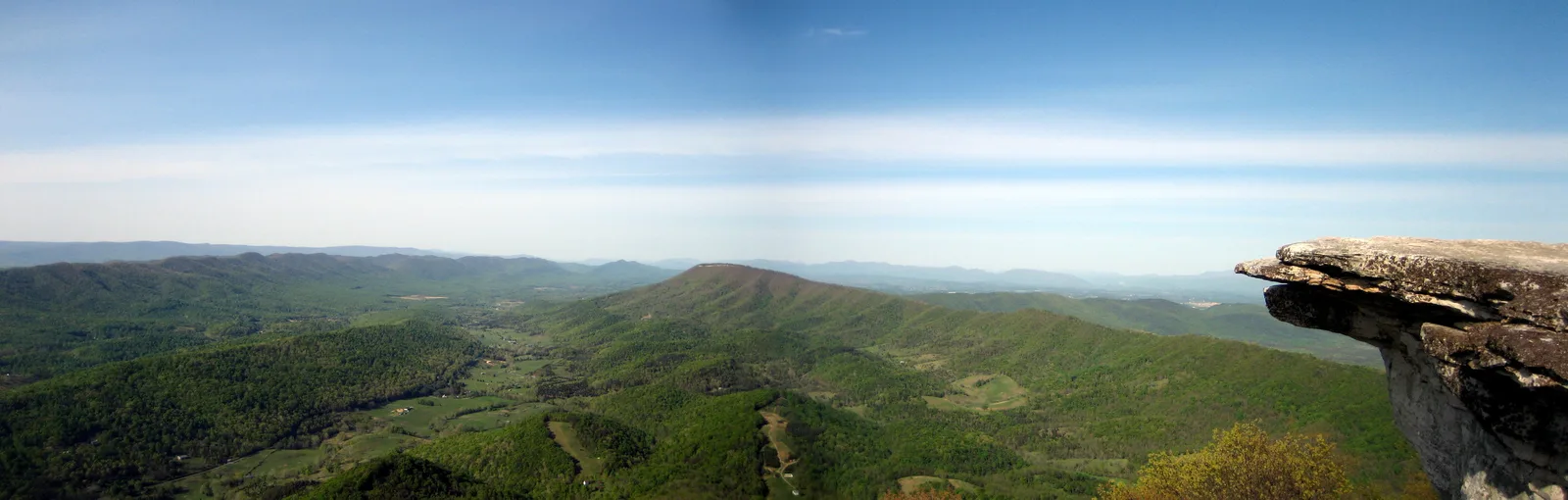 View across Catawba Valley from McAfee Knob on the Appalachian Trail in Virginia.