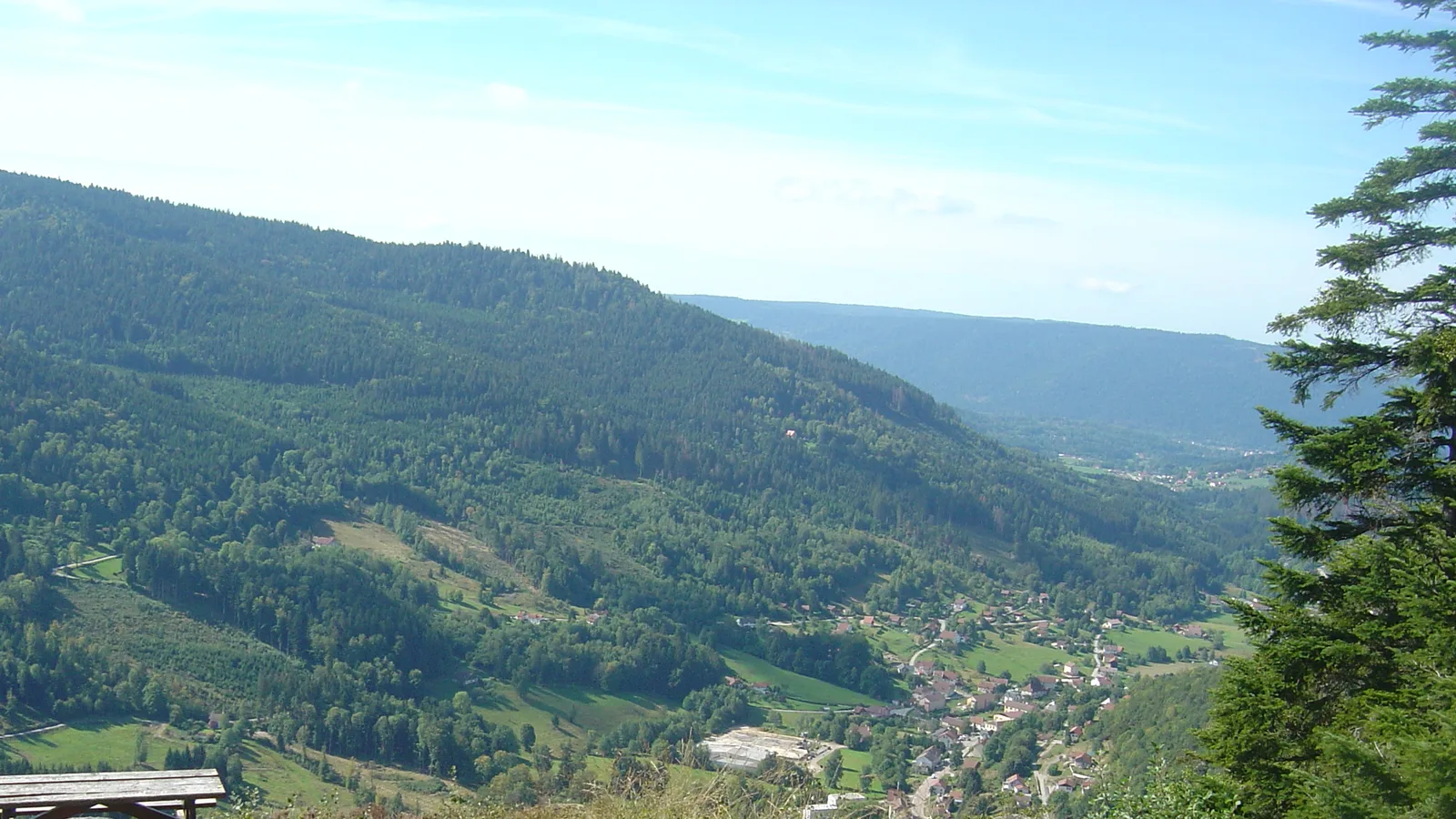 View from Roche des Ducs toward Rochesson on the 2019 Infernal Trail des Vosges course.