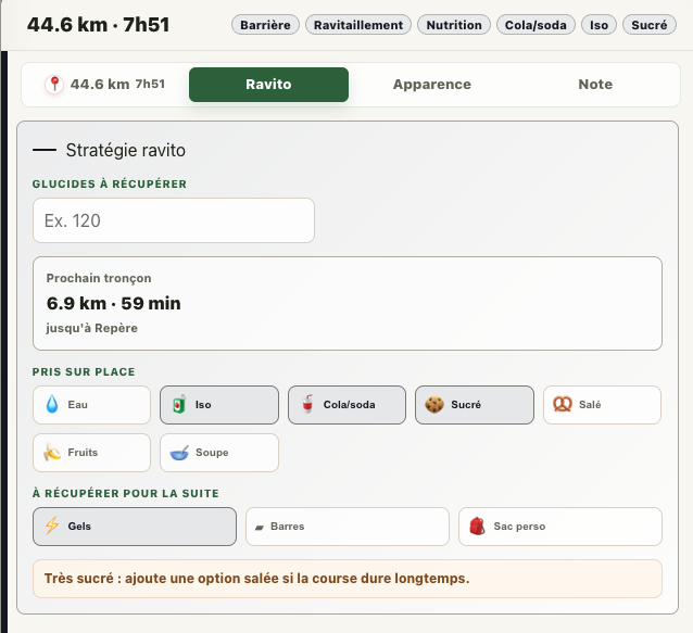 Stratégie de ravitaillement dans Trailboard