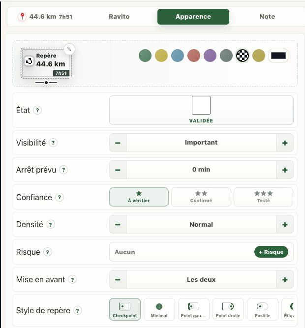 Personnalisation d’un repère Trailboard